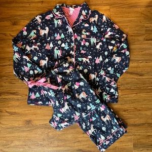 XXL Womens’ Unicorn Christmas Flannel Pajama Set